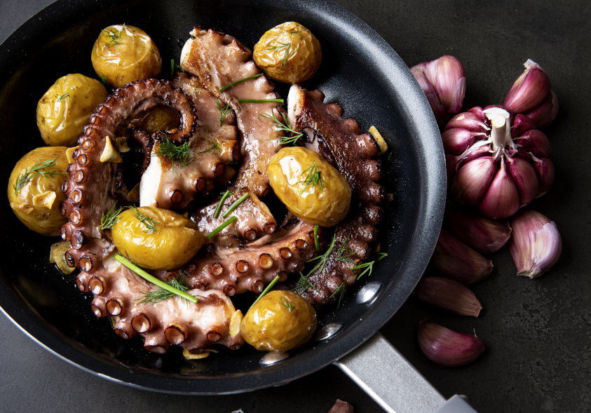 polvo assado na brasa